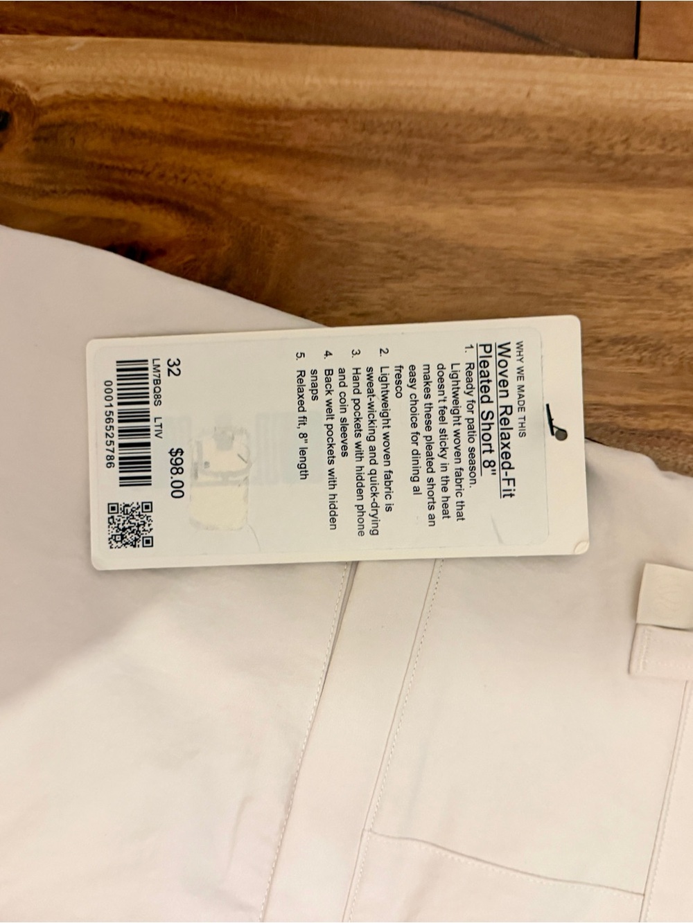 Lululemon Woven Relaxed-Fit Short 8” Light Ivory Size 32 NWT $98 Retail - Picture 4 of 5